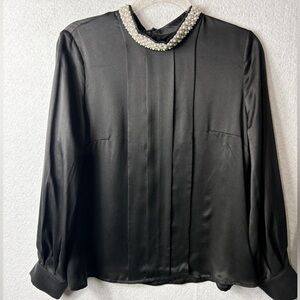 Algo Black Long Sleeves 100% Silk Size S